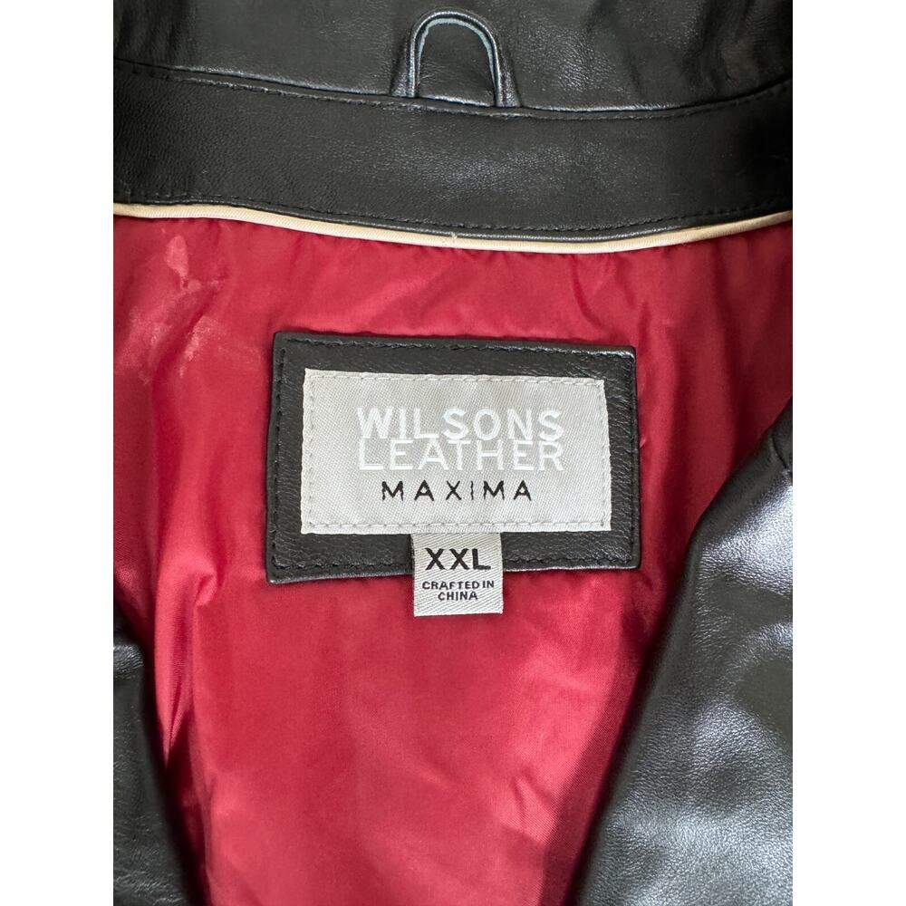 Vintage Wilsons Leather Maxima Belted Buttery Soft Black Leather Jacket XXL 90s - Picture 10 of 12